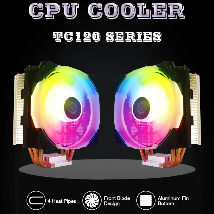 factory supply CPU RGB colorful LED light computer case fan cooler