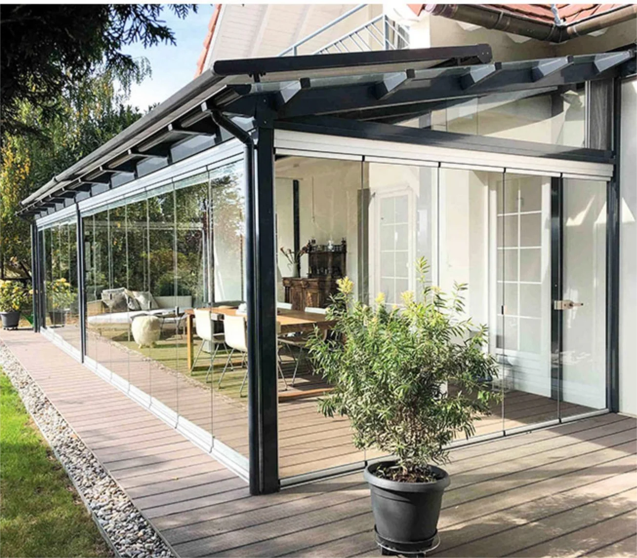 Modern fashion Minimalist extremely narrow Foldable folding glass doors, folding glass windows