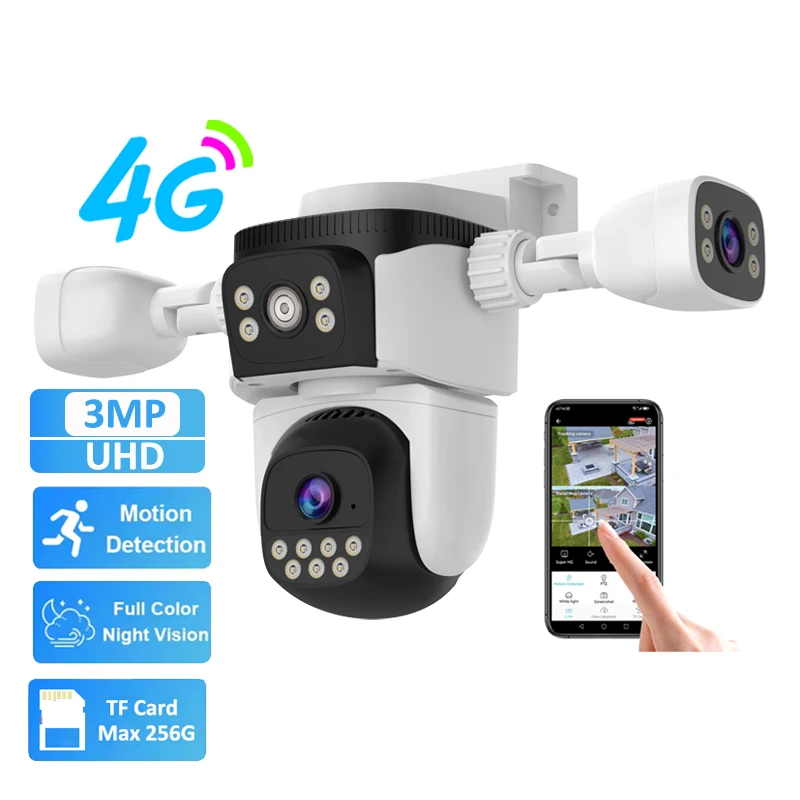 5G Sim Card Surveillance Camera 4G Lte SIM Card Full Color Night Vision Ip66 Water Resistance Auto Tracking PTZ  CCTV Camera