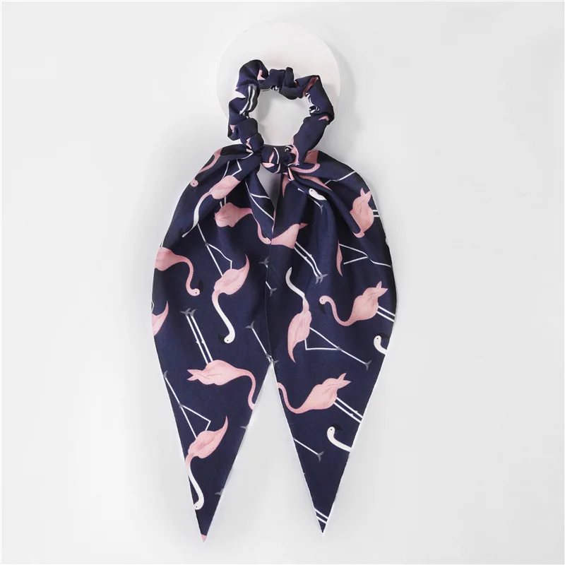 Fashion Trendy Chic Women Cherry Flamingo Hair Scrunchies for Women Headband Scrunchies Hair Ties Scarf Elastic Hair Ribbon Ties
