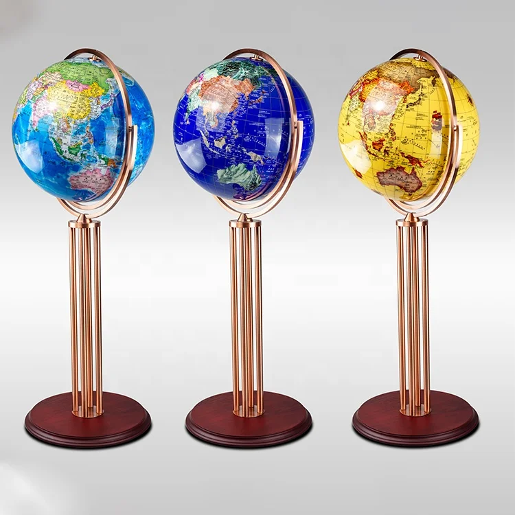 Seeball 42 cm Four-column vertical universal red bronze globe for Popular Science Education and Decorative Craft Gifts