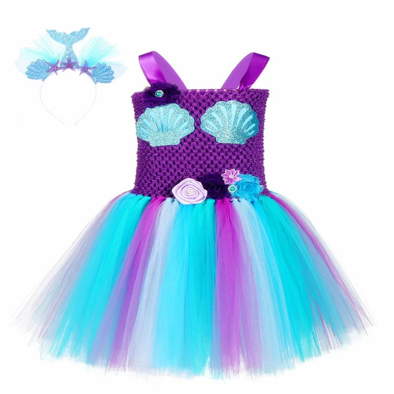 Fashion clothing kids clothes lovely girls mermaid party dress girls tutu dress set kids girl party dresses