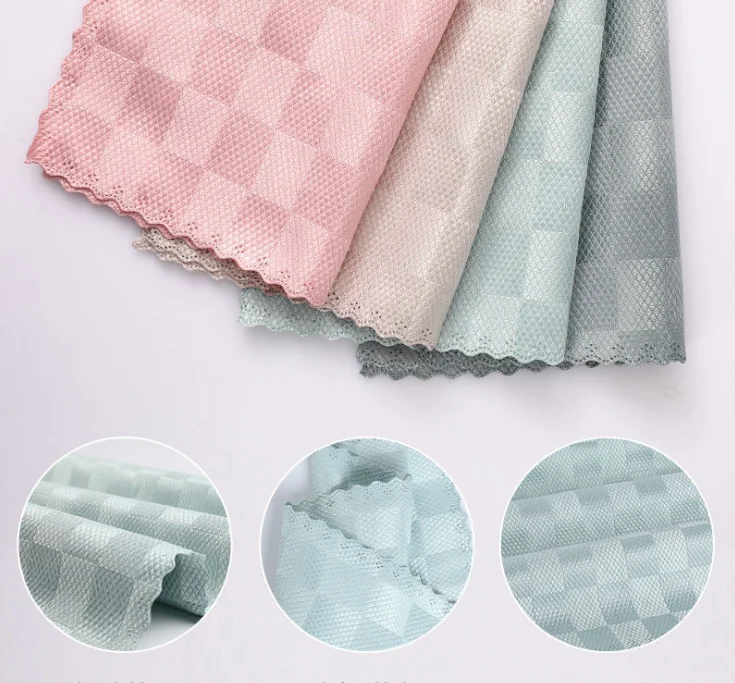 Glass Polish Wipe Rags Fish Scale Cleaning Cloth Microfiber Car Kitchen Towel