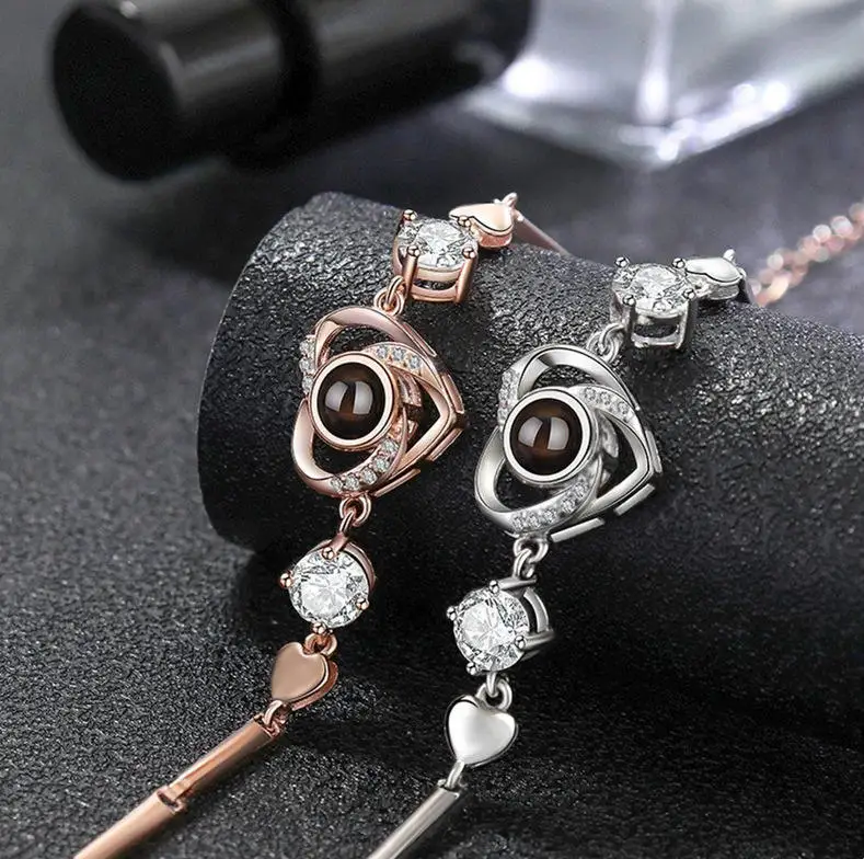 OEM Sterling Silver Copper Best Friend Bracelet Packaging Custom Picture Projection Couple Bracelet Ankle Bracelets for Women