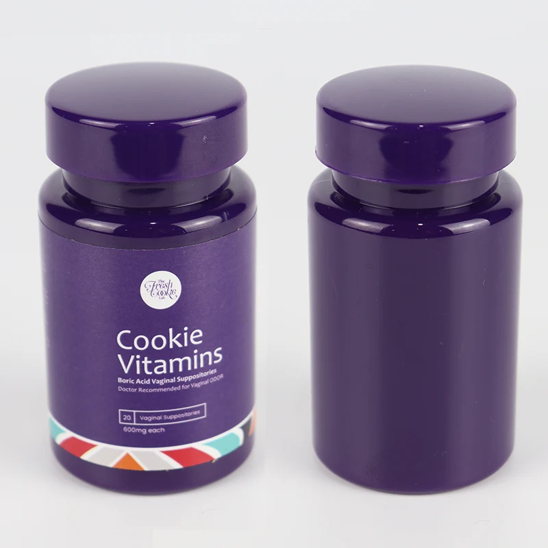 50ml 60ml 75ml 90ml 100ml  Plastic PET purple Empty Seal Bottles Solid Powder Medicine Pill Vial Packing Bottle