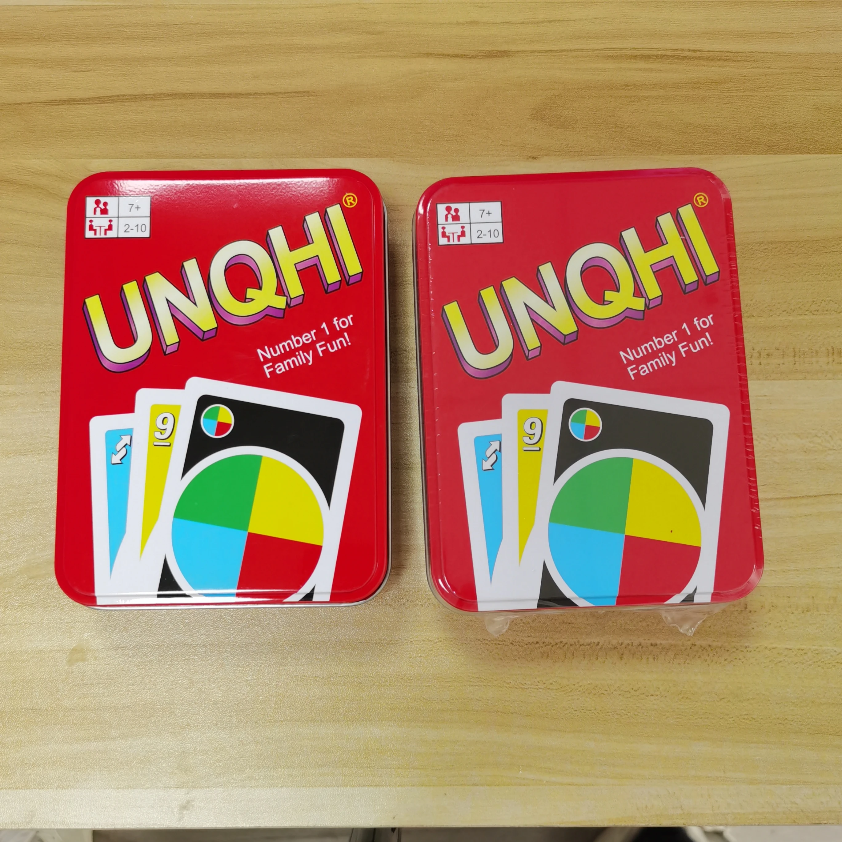 UNQHI High Quality Hot Sale UON Card Games for Kids Girls  Family Playing Poker Toy Lron Box Classic Board Games Cards