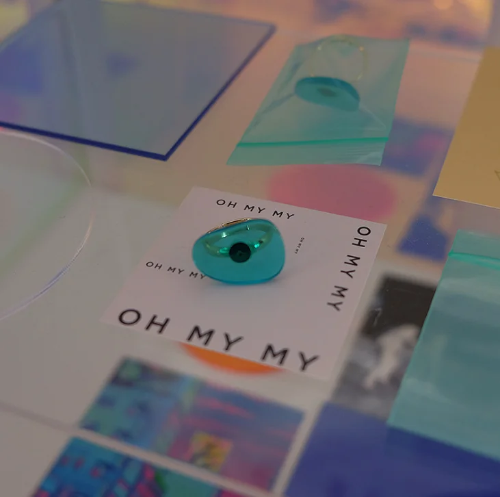 Korean Style Transparent Color Acrylic Irregular Shape Resizable Fashion Finger Ring