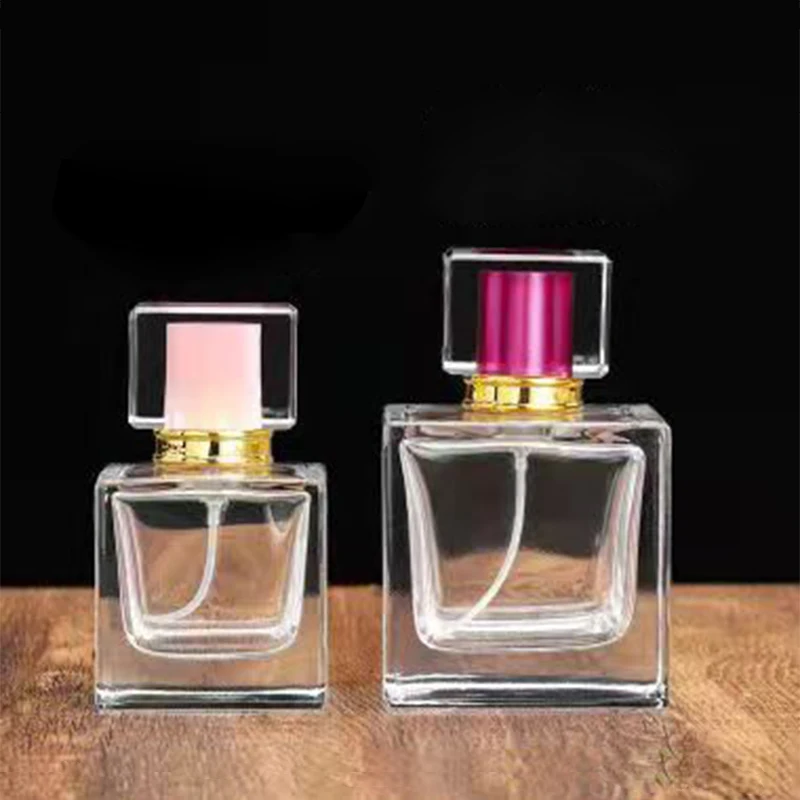 Modern Luxury 30Ml Square Round Crystal Spray Cap Perfume Bottle Empty Refillable Transparent Glass Bottle 50 Ml Perfume Bottle