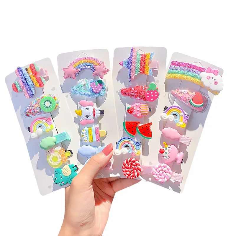 6pcs Cute Girl Cloud Lollipop Rainbow Hairpins Cartoon Bobby Pin Hair Clips Girls Children Headband Kids Accessories