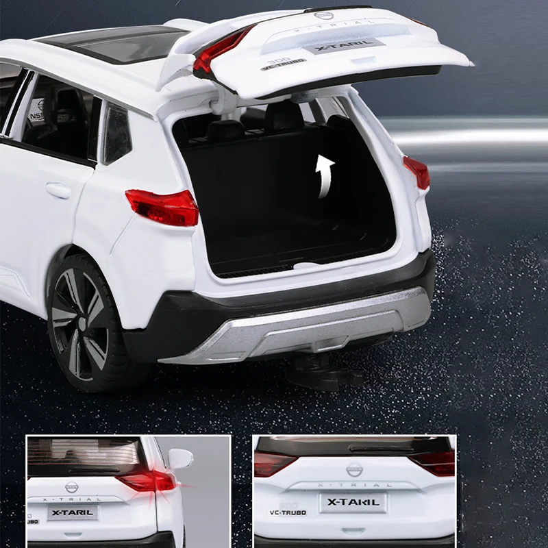 1:32 Nissan X-Trail Trailer RV Car Alloy Model cross country vehicle SUV accurate reduction simulated removable children gift