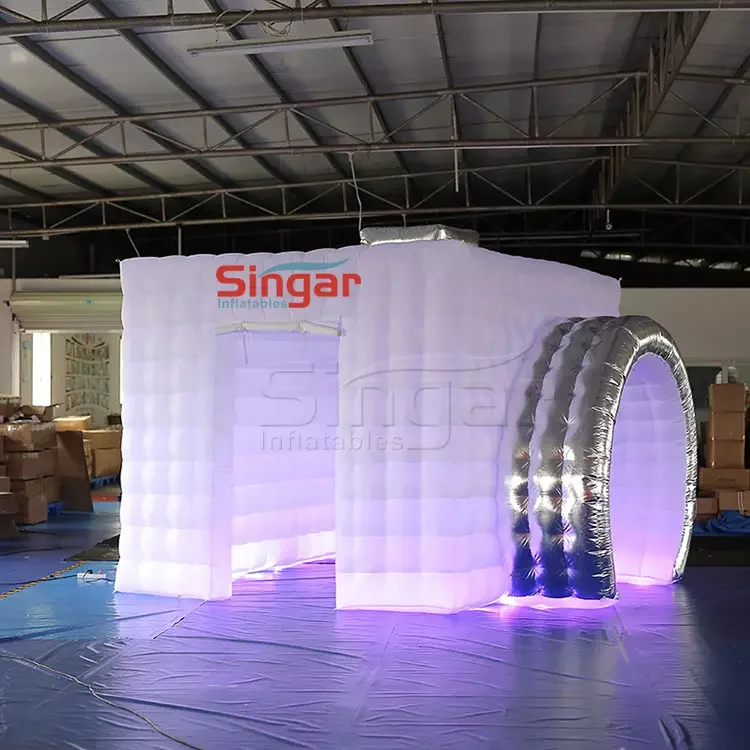 Camera shape portable inflatable vogue photo booth tent in gold white black