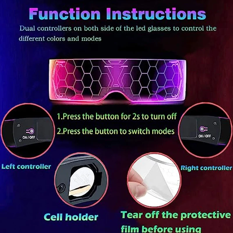 New Popularity Custom Acrylic Clear LED Light Up Glasses Cyberpunk Luminous Glasses Party Trendy Glasses Glow in the Dark
