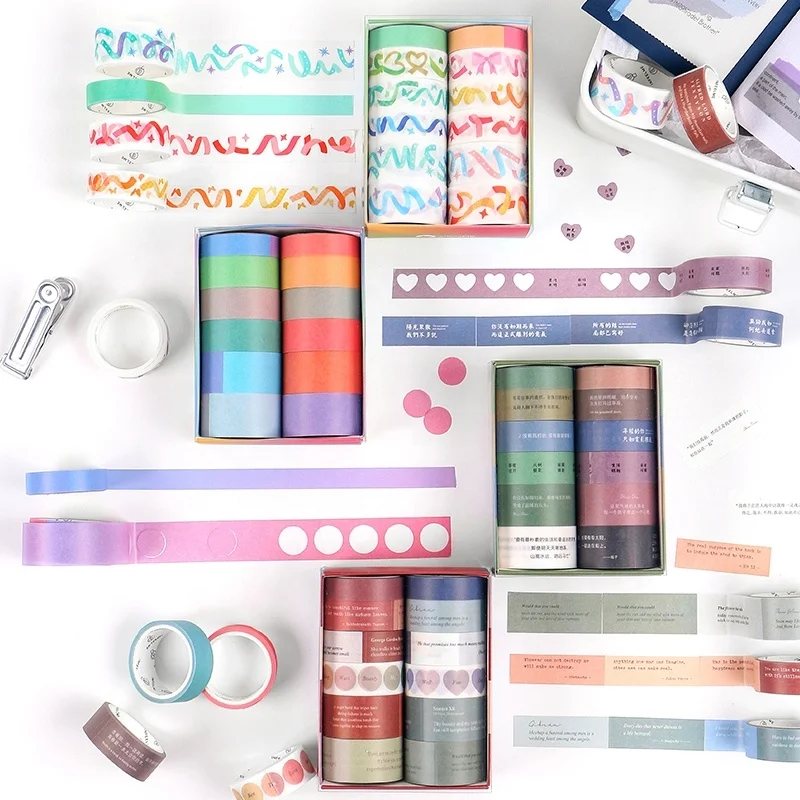 Westar Wholesale Custom Printed Personalized Design Kawaii Cute Japanese Masking Paper Tape Set Decoration Washi Tape