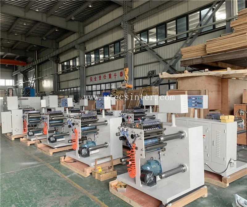 UTS450 Automatic Self Adhesive Sticker Cutting Machine, pvc pet aluminum foil label cutter rewinder