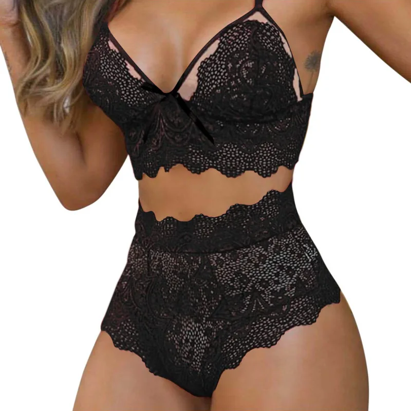 
Chinese Factory Wholesale Sexy Fancy Lingerie Women Black Lace Push Up Bra And Panty Set Lingerie set 
