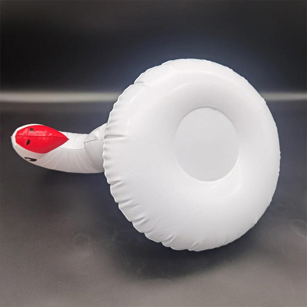 wholesale cheap new custom white swan animal pvc floating toy mini beer can inflatable ice cup drink holder for pool
