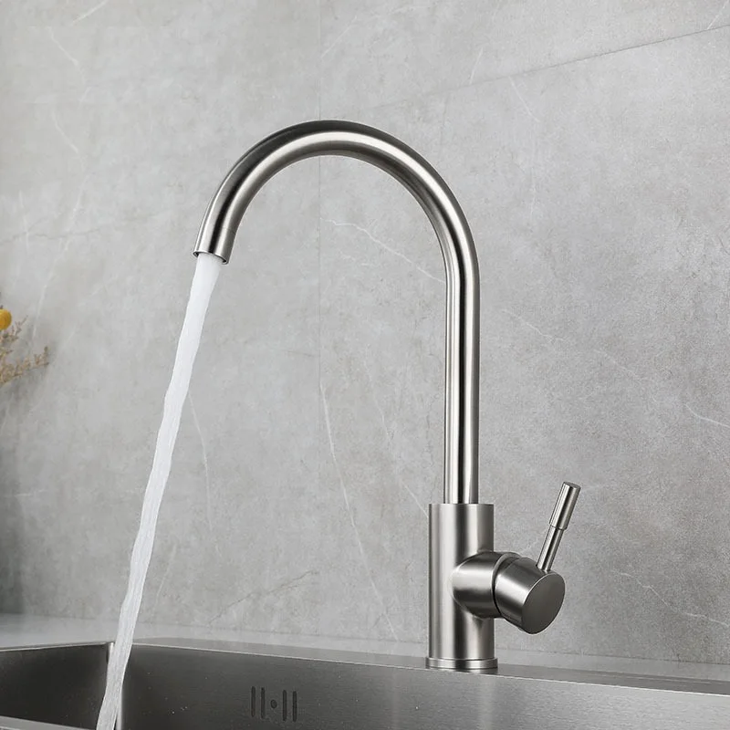 High Quality Sanitary Ware Stainless Steel Hot And Cold Single Handle Deck Mounted Sink Water Mixer Tap Robinet Kitchen Faucet (1600526810663)