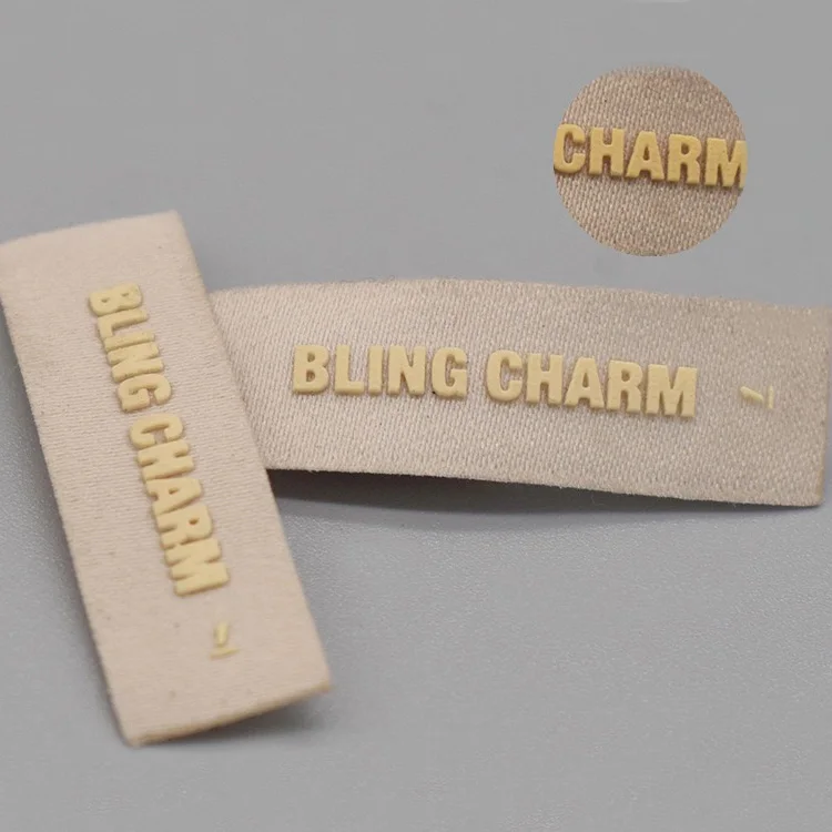 3d Silicone Woven Label Logo Clothing Collar Labels Woven 3d Polyester Taffeta Fabric Garment Neck Labels Transfer Technique