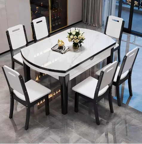 I Well Beauty Modern Factory Price Home Furniture Dinner Wooden Restaurant Dining Marble Kitchen Table with chair set