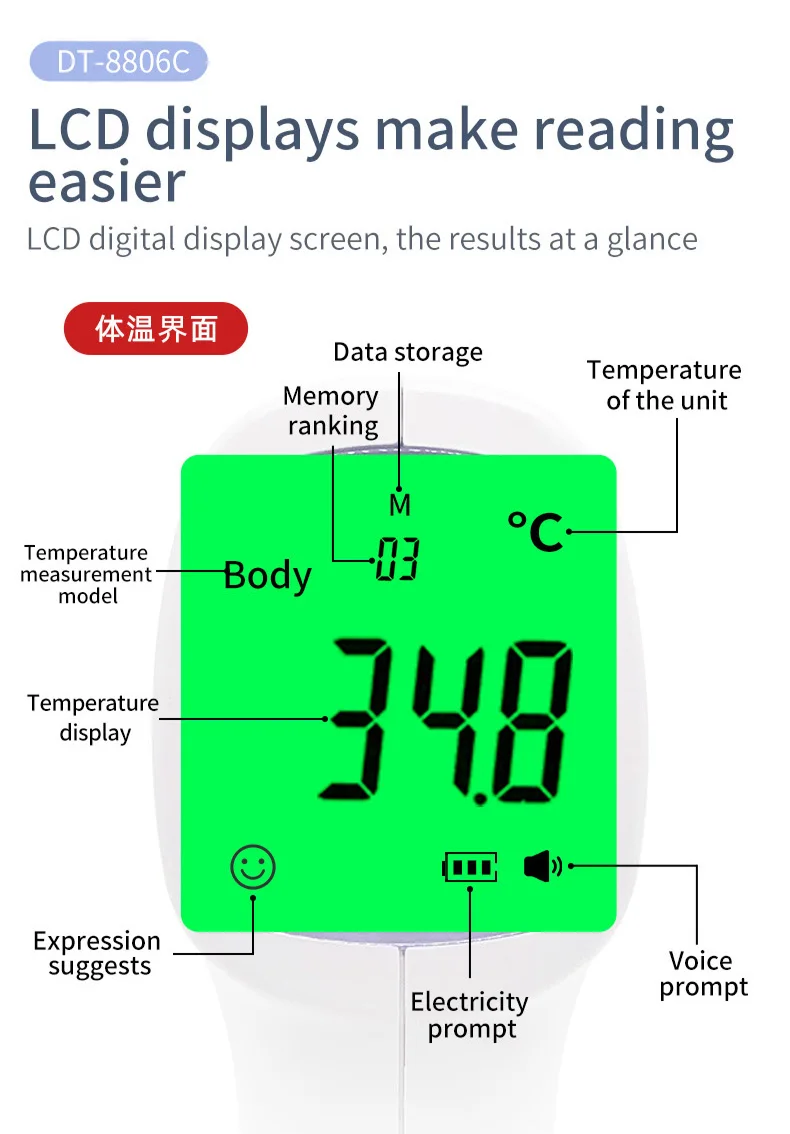 High quality Portable non contact  infrared forehead thermometer