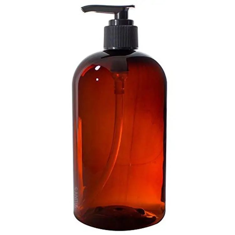 Hot Selling 500ml Amber Glass Shampoo Lotion Skincare Bottles With Black Pump