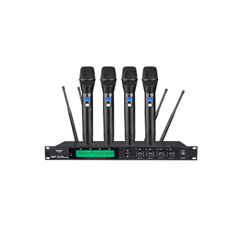 4 channel  handheld wireless microphone systems uhf professional wireless microphone