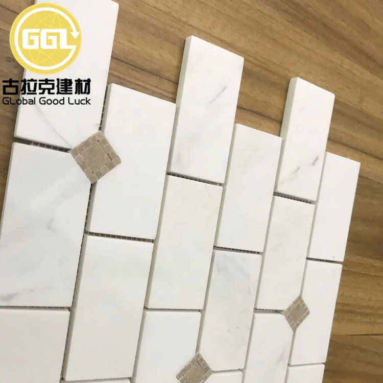 Nature Stone Mosaic Tile Brick Shape Wall Tiles in 2x4 ' White Tiles