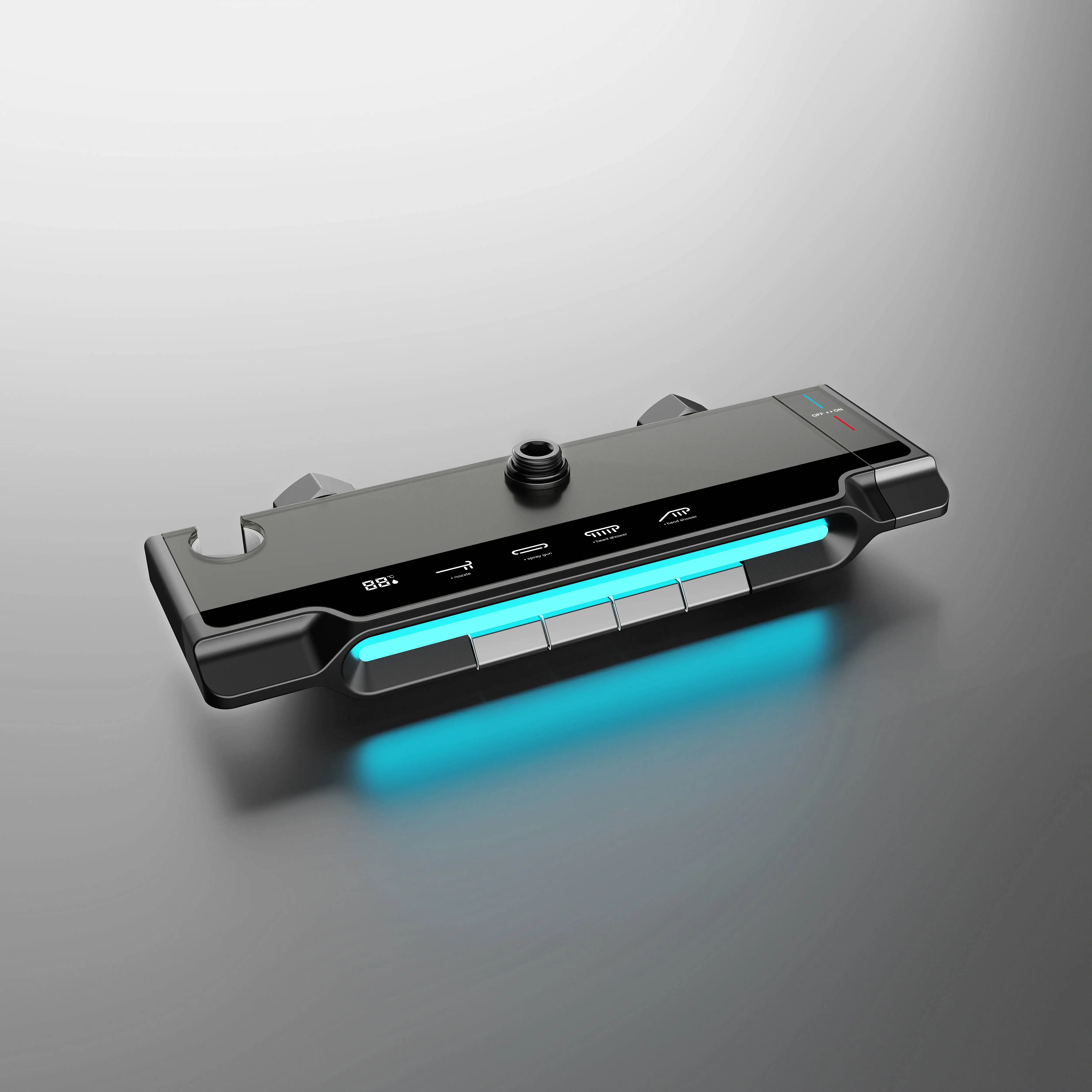 Duchas Modern Digital Cold And Hot Water Brass Luxury Rain Mixer Black System Thermostatic Piano Key Bathroom Smart Shower Set