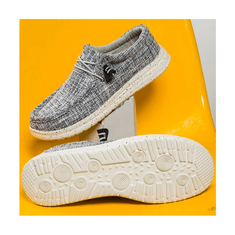 Mens denim canvas shoes slide on canvas zapatos de lona leisure shoes mens mocasines chunky outsole loafer