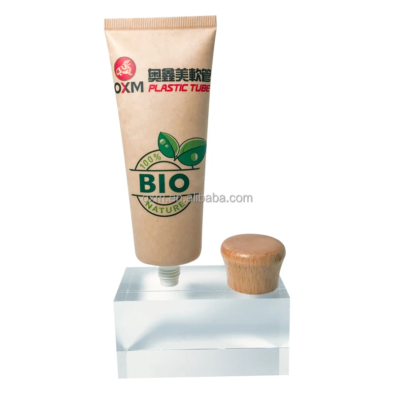 Eco Friendly Biodegradable Kraft Paper Squeeze Sunscreen hand Cream Plastic Lotion Cosmetic Tube packaging for facial Cleanser