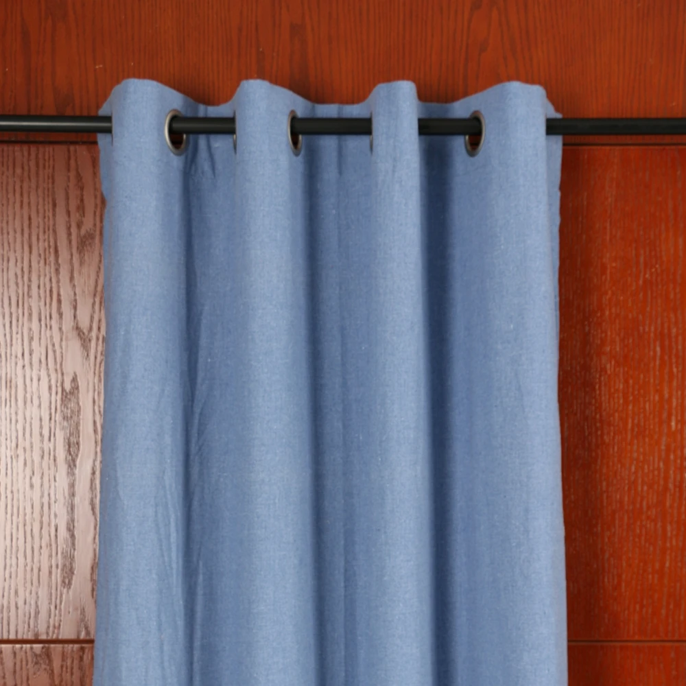 OWENIE Outdoor Blackout Grommet Window Curtain Burlap Total Blackout Window Curtain Blue linen curtain