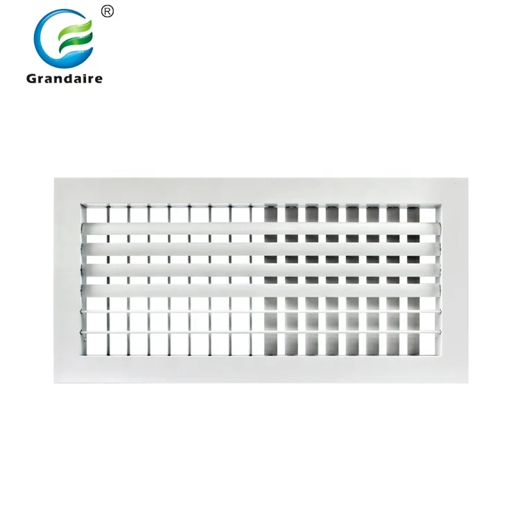 Aluminum decorative adjustable blades double deflection grille wall register supply air grilles for hvac with damper