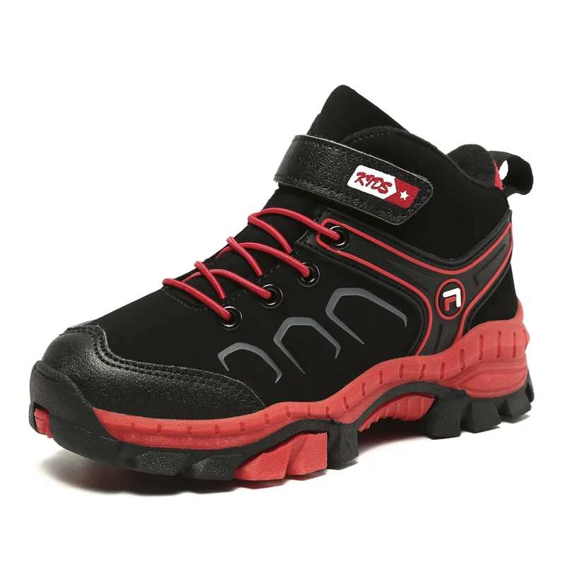 Уличная Зимняя Теплая Бархатная обувь из ПУ резины для мальчиков детей взрослых походная обувь