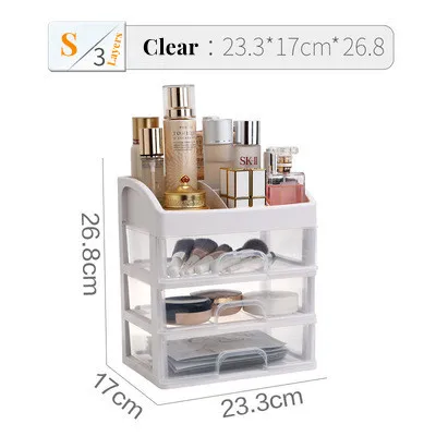 Cheap Price Plastic Desktop Transparent Makeup Display Box Drawer Organizer Cosmetic Storage Box