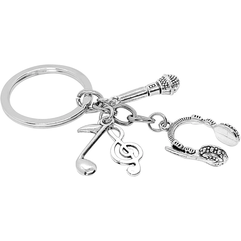 New Design Microphone Key Ring Music Key Ring Music Microphone Voice Charm Key chain