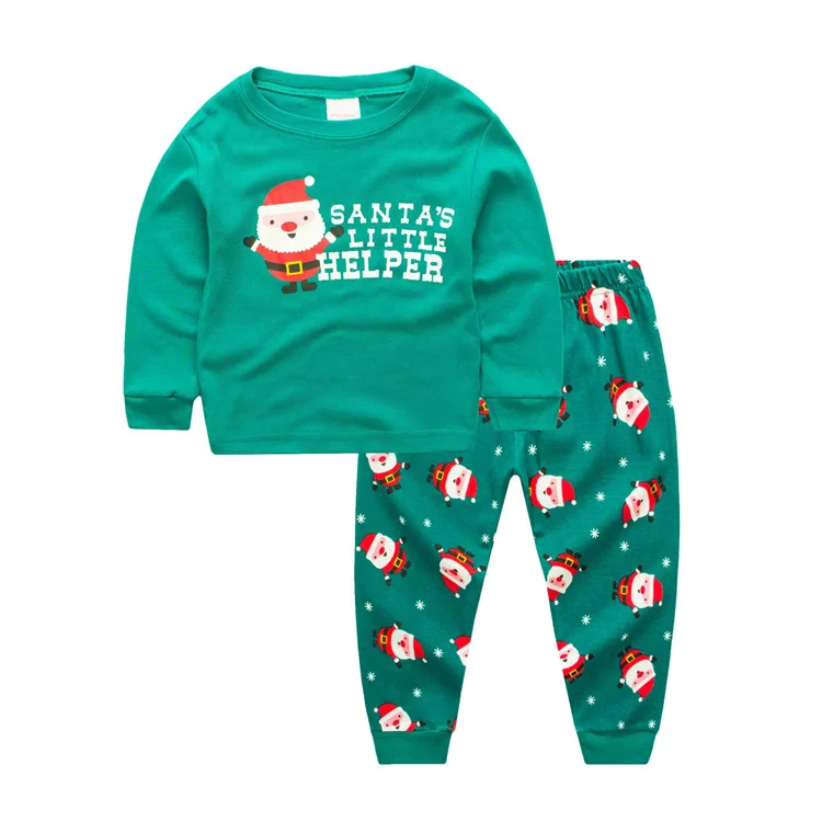 Best-Selling Products Santa long Cotton Sleeve Suit Children Pajamas Christmas Pajamas