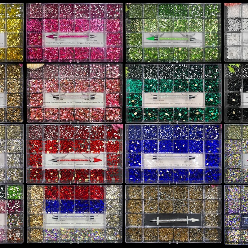 CY Wholesale Multi Shape Glass Crystal Stone Design Flatback Nail Art Fancy Rhinestones Kit Cristal For Nails