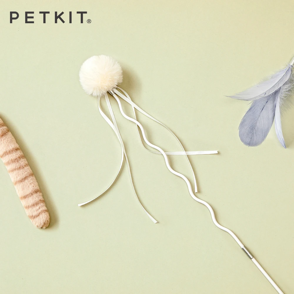 PETKIT Cat Toy Cat Teaser Wand with Cony hair ball,Goose feather and Cat tail optional