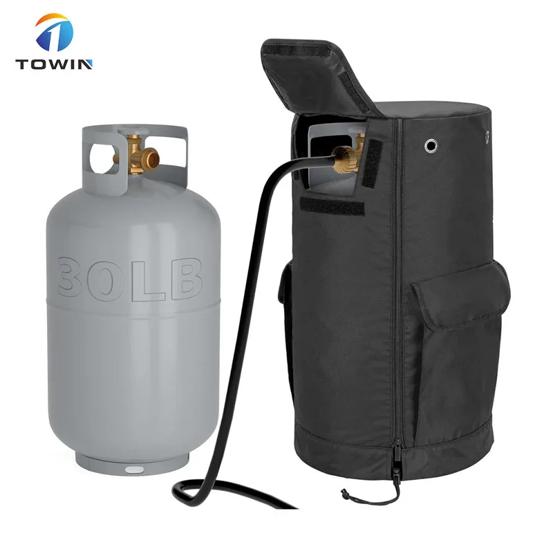 Outdoor 20 lb Propane Tank Cover with Tabletop Feature and 2 Pockets, Grill Gas Tank Cover for 20 lb Propane Tank Cylinder