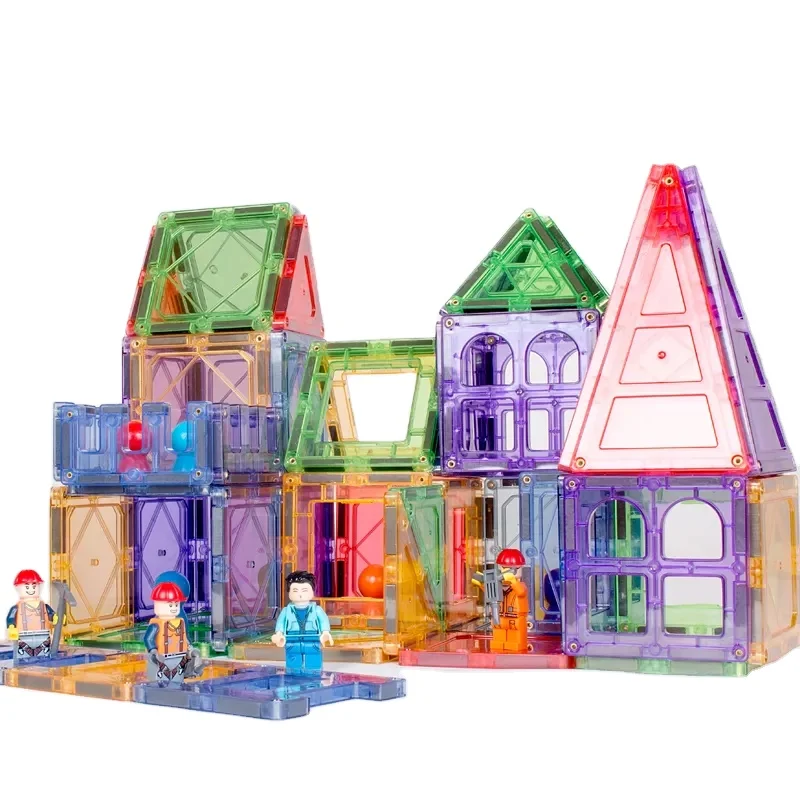 Diy Kid Toy Magnet Build Tiles Clear Color 3d Magnetic Construction Tiles Plastic Building Blocks Toys For Kids