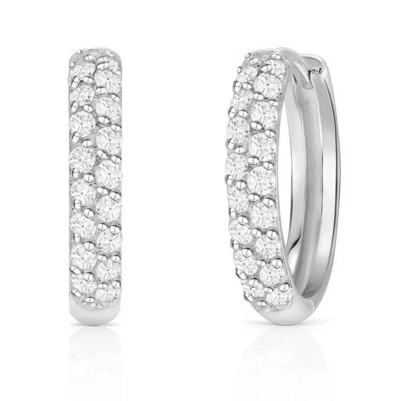 Fashion Hypoallergenic Women 18k Gold Plated Pave Cz Cubic Zirconia Diamond Huggie Hoop Earrings For Women