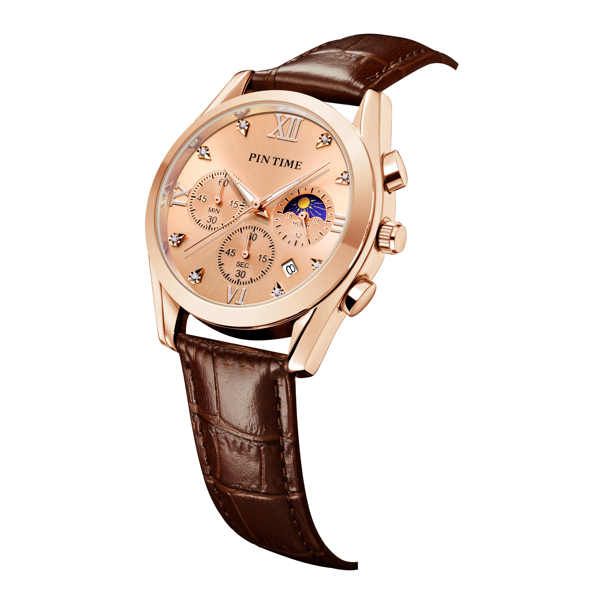 New Luxury Fashion Glass Quartz Analog Leather Men Watch Casual Leather strap Men wristwatch