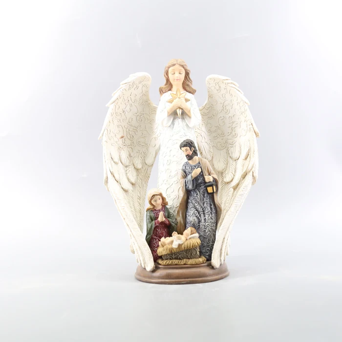 European Resin Relief Pattern Effect Angel wings Figure Figurine Home Decoration Statue Holiday Gifts