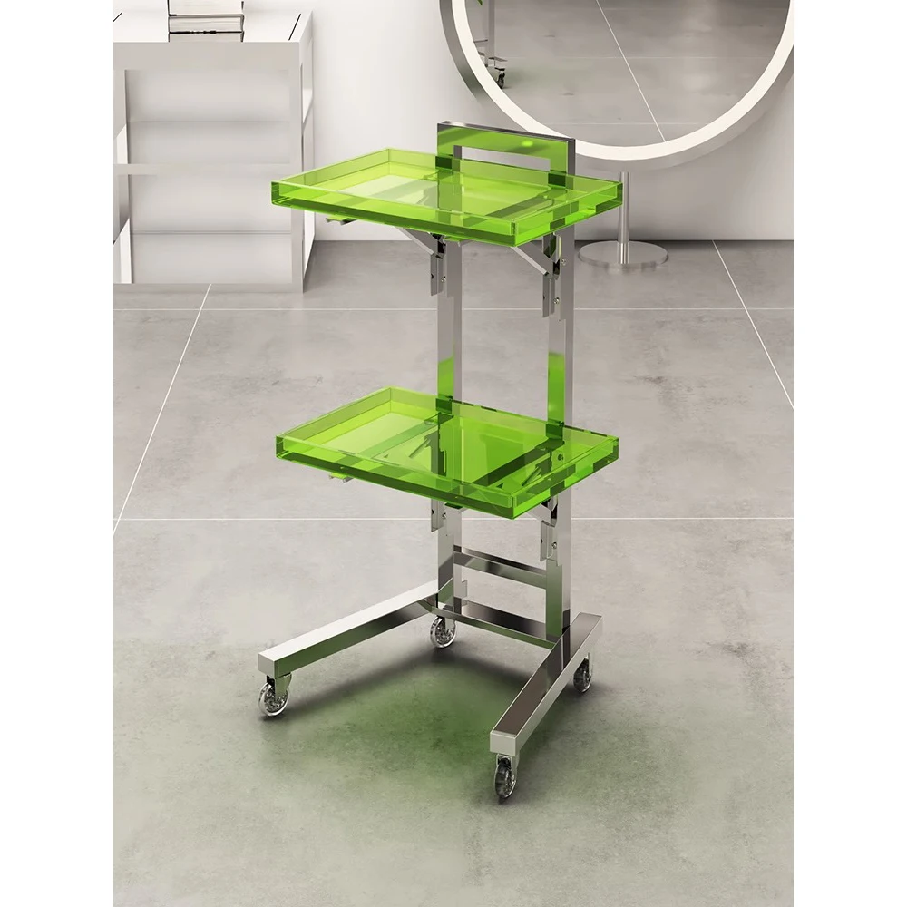 Trolleys Wheels Foldable Hotel Barber Hairdressing Makeup Folding Cart Beauty Tool Hand Carts Salon Stainless Steel Trolleys