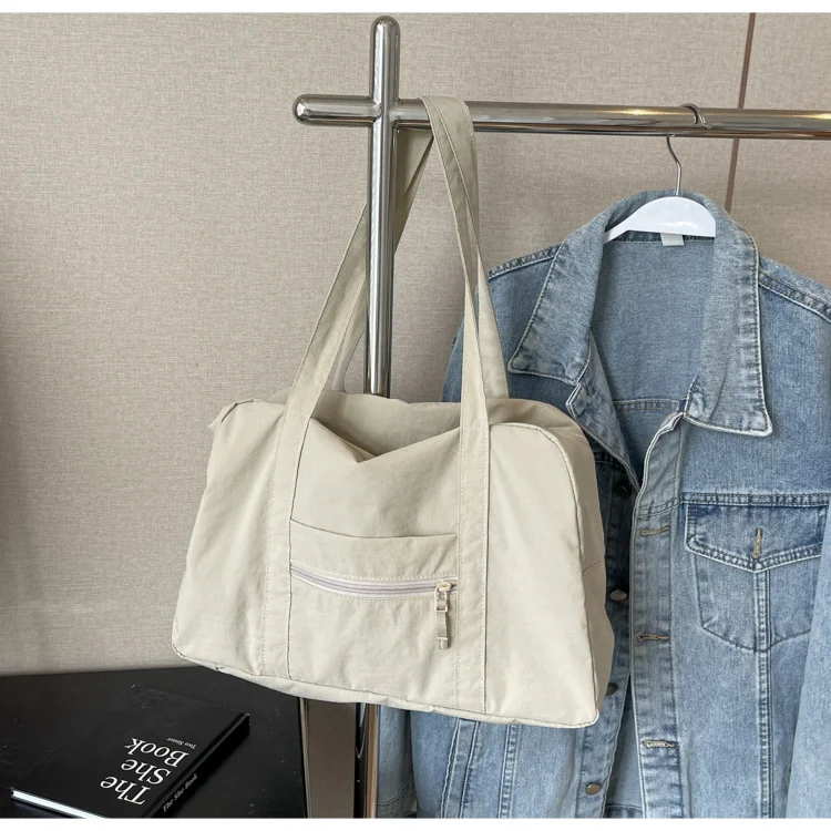 New Style  Versatile Solid Color Nylon Sport Gym Bag multi-pocket Large Capacity Leisure Zipper Women Shoulder Bag