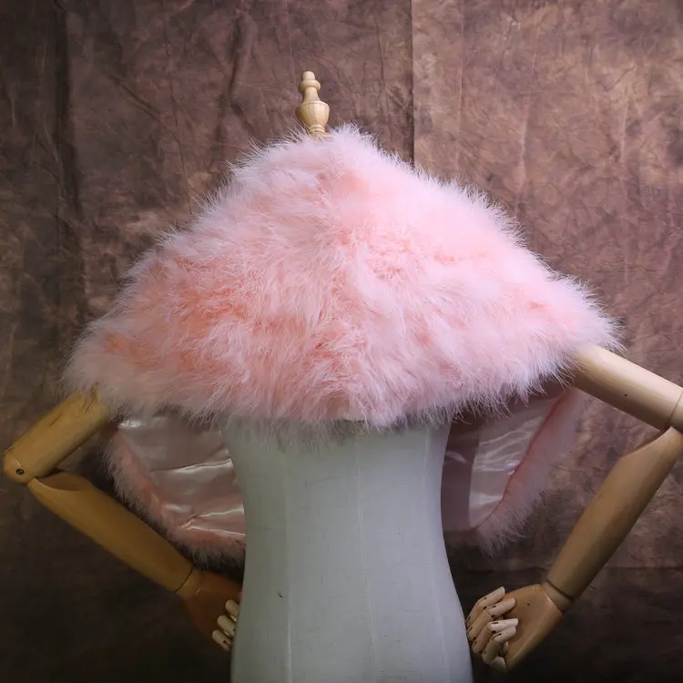 
Custom ostrich feather cape tippet red bride wedding dresses fur shawl scarf 