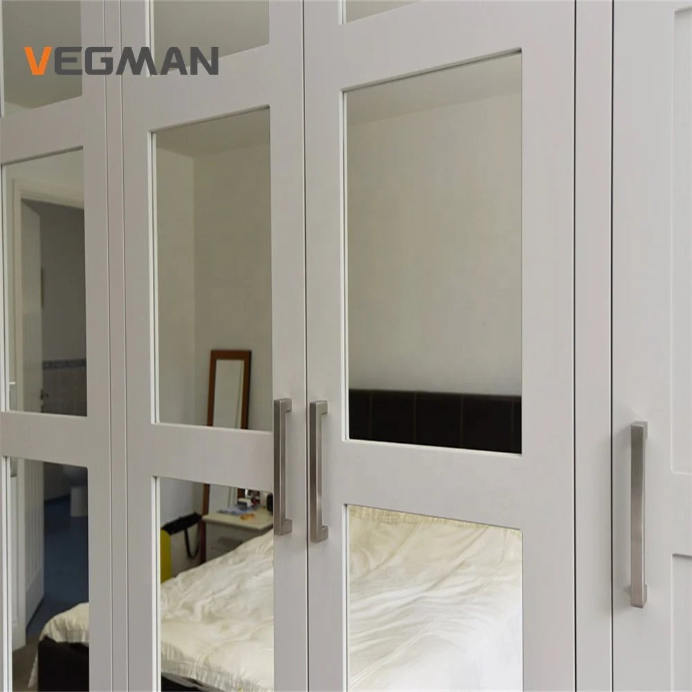 Сделанная на заказ мебель для гардероба из МДФ деревянный шкаф Распашные зеркальные двери