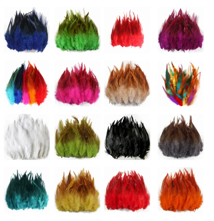 Wholesale Hot-selling 6-8 inch 120 pieces/bag Rooster Cock Saddle Feathers Colored DIY
