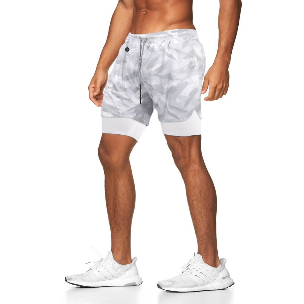 Mens Running Shorts Sport Quick Dry Camouflage 2 In 1 Jogger Gym Shorts For Men
