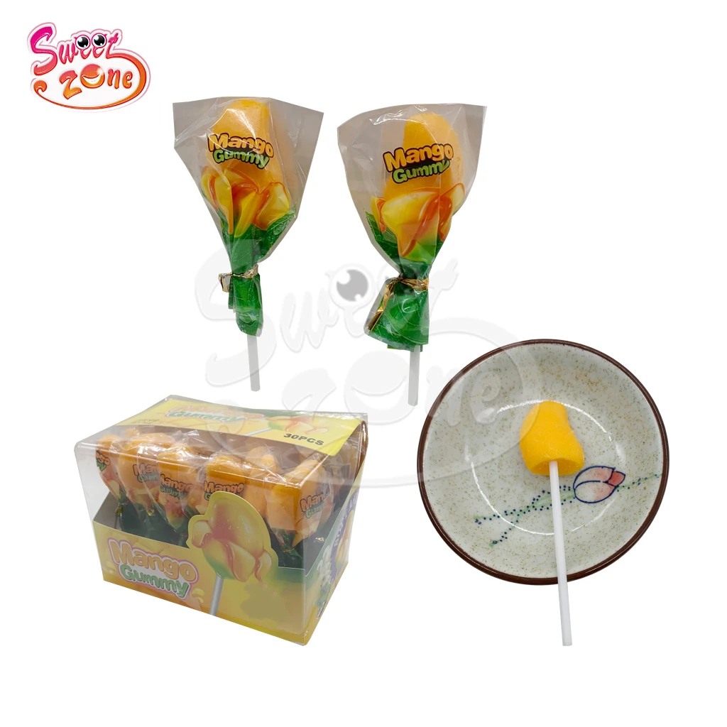 Wholesale custom Hot Selling Mango flavor Gummy Soft Jelly lollipop Candy